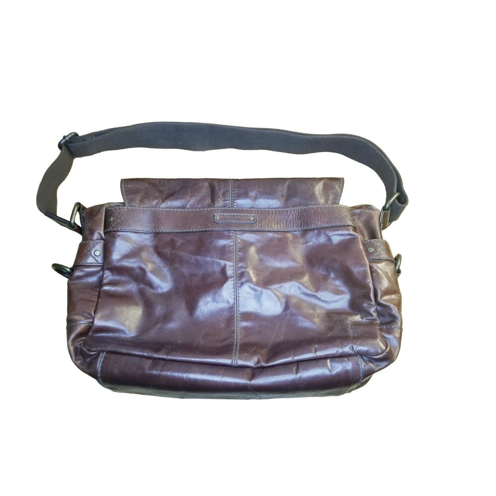 Fossil Brand Messenger Bag Mens Laptop Brown Leather Crossbody MBG1154 (15x11x5)